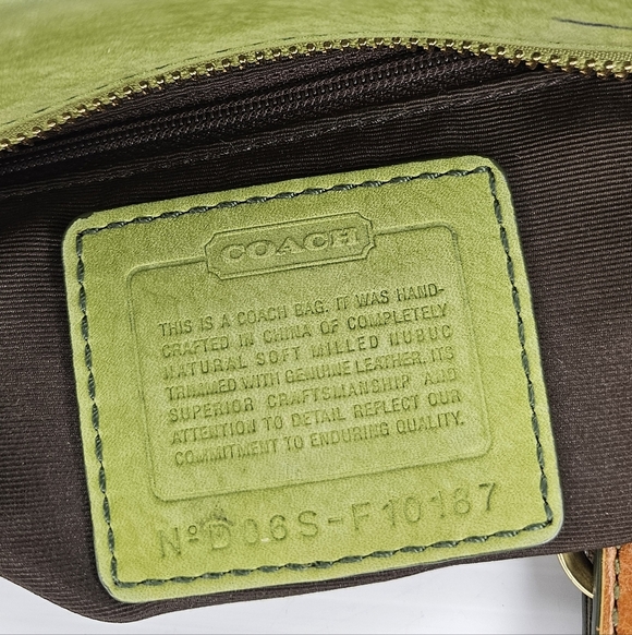 Vintage Coach Chelsea Tote Green Nubuc F10187 Rare - Picture 13 of 14